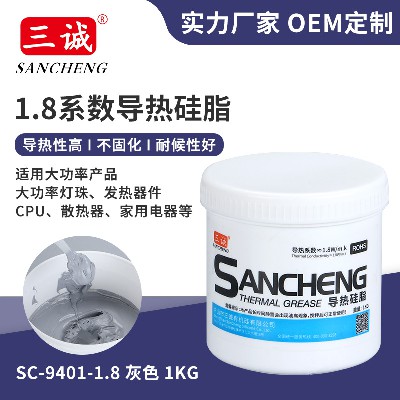 1.8系數(shù)導熱硅脂 不固化高導熱灰色導熱膏 CPU LED散熱硅脂